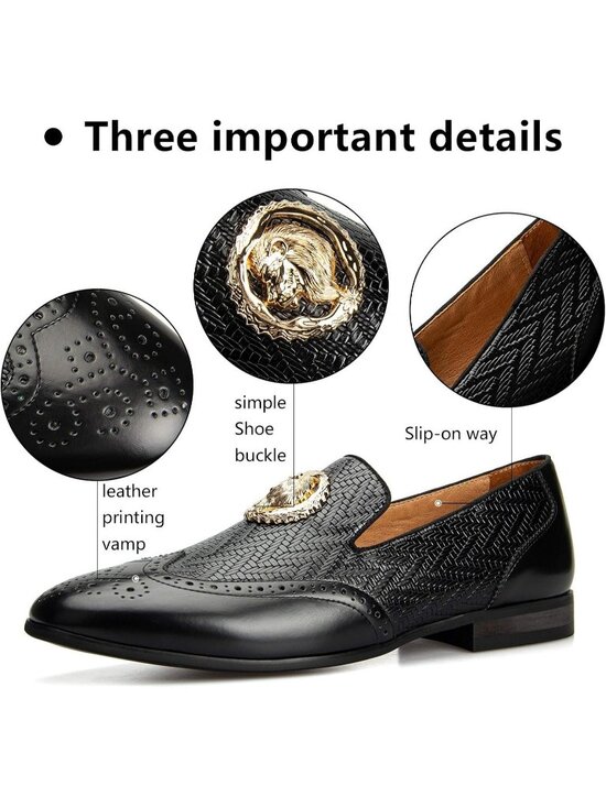 Meijiana Men\'s Black02 Microfiber Loafers Buckle PU Leather Weeding Dress Shoes main image 4